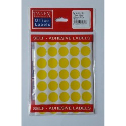 Etichete autoadezive color, D19 mm, 350 buc/set, Tanex -galben