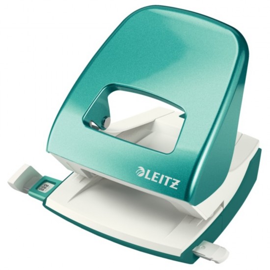 Perforator metalic LEITZ WOW 5008 NeXXt Series, cutie, 30 coli - turcoaz metalizat