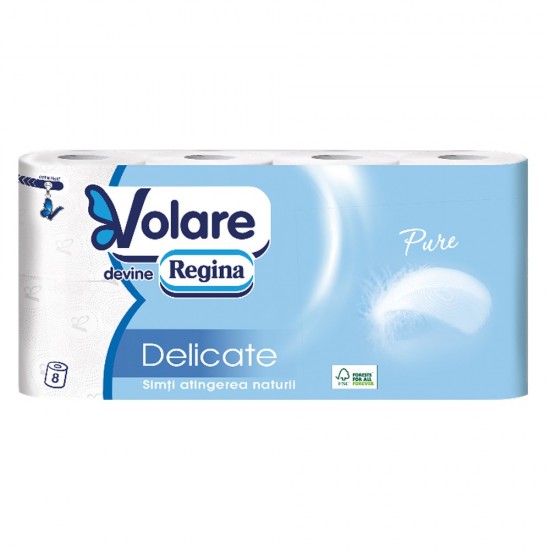 Hartie igienica Regina Delicate, alb, 3 straturi, 8 role