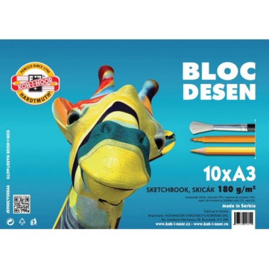Bloc de desen A3 180gr/mp, 10coli, KOH-I-NOOR