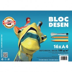 Bloc de desen A4 180gr/mp, 16coli, KOH-I-NOOR