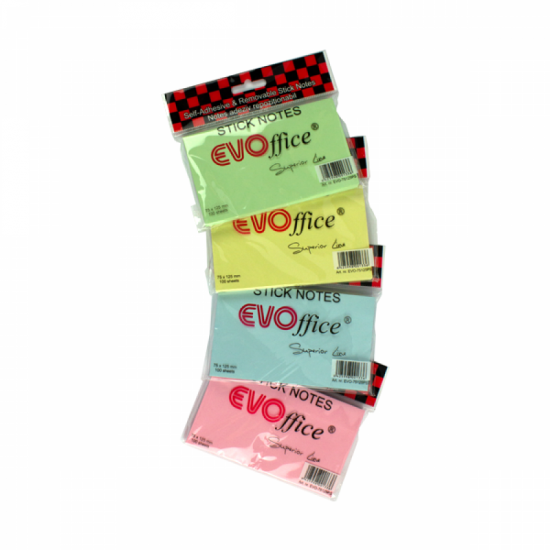 Notes autoadeziv, 127 x 76mm, 100 file-set, diverse culori, pastel, EVOffice