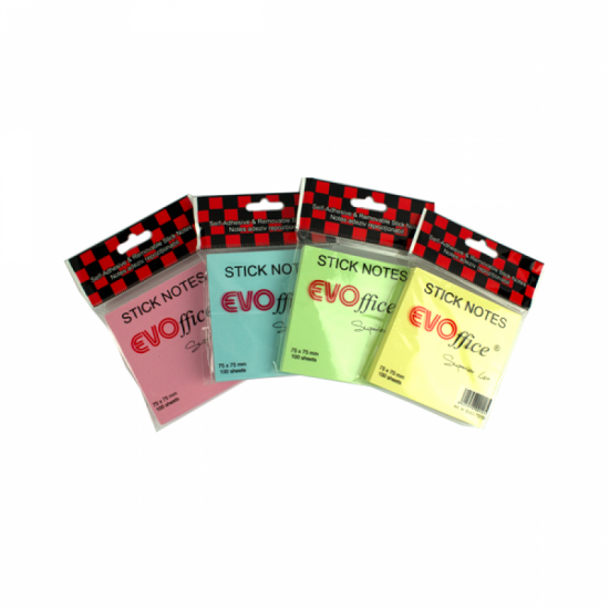 Notes autoadeziv, 76 x 76mm, 100 file-set, culori pastel, EVOffice