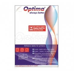 Etichete albe autoadezive Optima, 1/A4, 210 x 297 mm, 100 coli/top