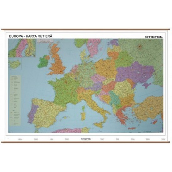 Harta Plastifiata Europa Rutiera 140 X 100cm Stiefel