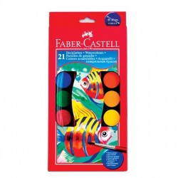 Acuarele + pensula, 21 culori-set, 30mm, FABER CASTELL