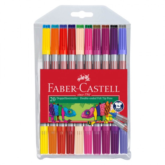 Carioci, 2 capete, 20 culori/set, FABER CASTELL 