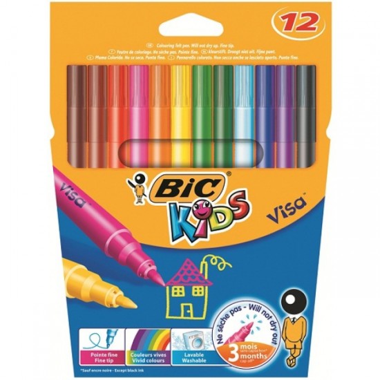 Carioci, 12 culori/set, BIC KiDS Visa