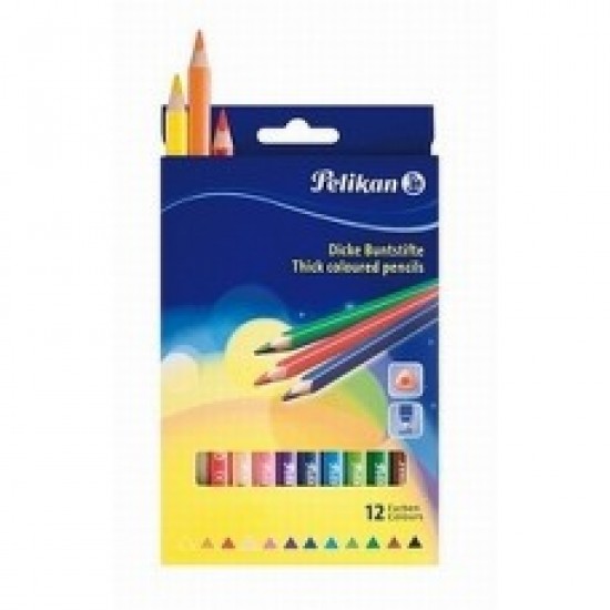 CREIOANE COLOR TRIUNGHIULARE GROASE, SET12, VARF 4,0MM, Pelikan