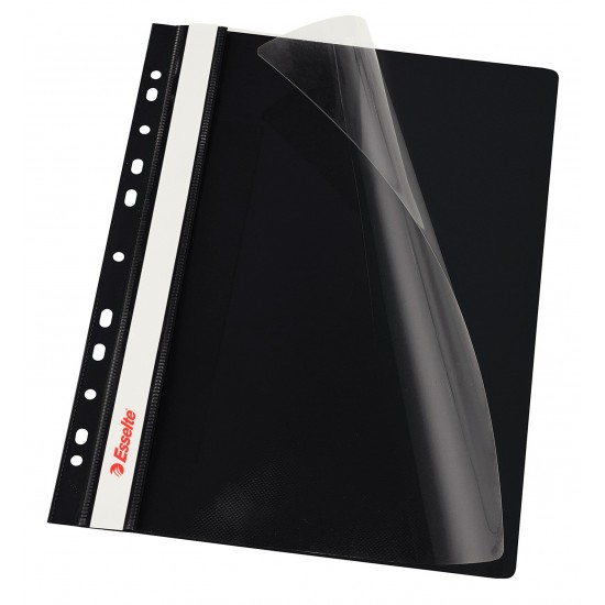 Dosar plastic PP, cu sina si multiperforatii, negru,  10 buc/set, ESSELTE Vivida 