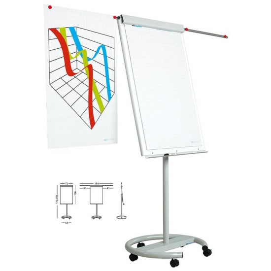 Flipchart magnetic, 105 x 70 cm, cu brate laterale, cu rotile, SMIT Vario