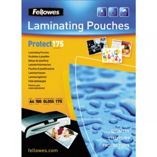 Folie laminare A4, 175 microni, 100 folii/cutie, FELLOWES Protect175