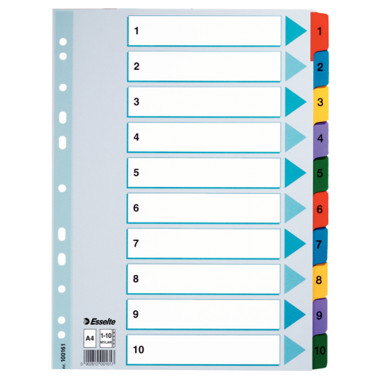 Separatoare din carton cu index 1-10, A4, ESSELTE