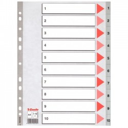 Separatoare din plastic ESSELTE, index 1-10, A4.