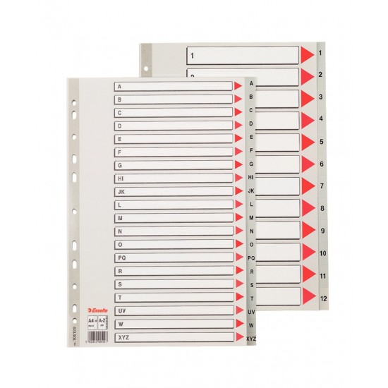 Separatoare din plastic ESSELTE Maxi, index A-Z, A4.