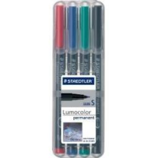 Set marker permanent, 0.4mm, 4 culori/set, STAEDTLER Lumocolor