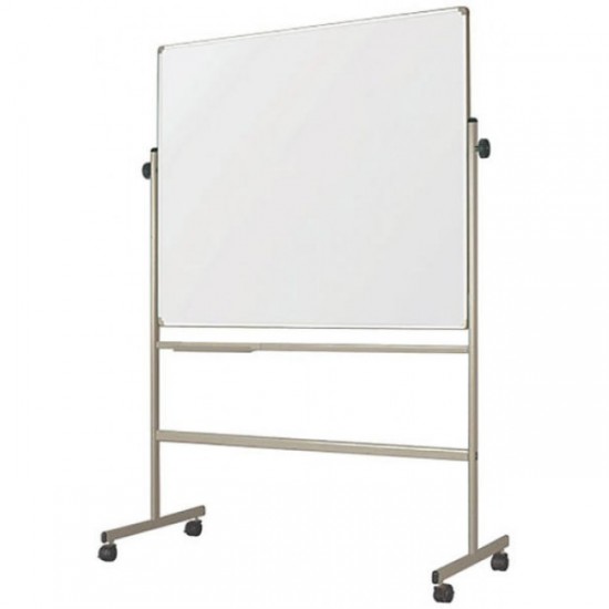 Whiteboard magnetic rotativ cu 2 fete, rama aluminiu si suport mobil 90*120 cm EVOffice