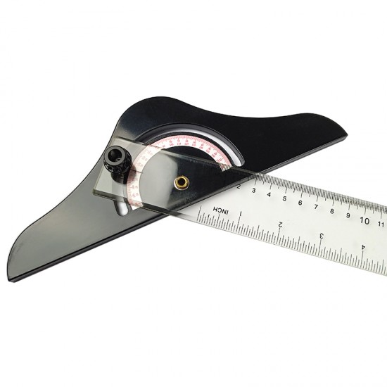 Rigla plastic transparent T (teu) cap rotativ cu raportor, 80 cm