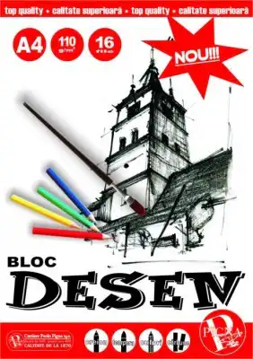 Bloc de desen, A4, 110 g-mp, 16 file, PIGNA
