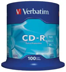 CD-R, 700MB, 52X, 100 buc/bulk, VERBATIM Extra Protection