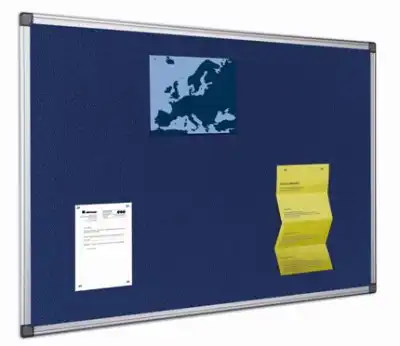 Panou din material textil albastru (fetru) 2 fete cu rama din aluminiu  120×180 cm EVOffice