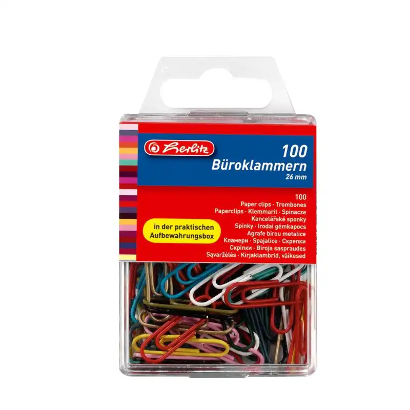 AGRAFE BIROU COLOR 26MM 100 BUCATI-CUTIE HERLITZ