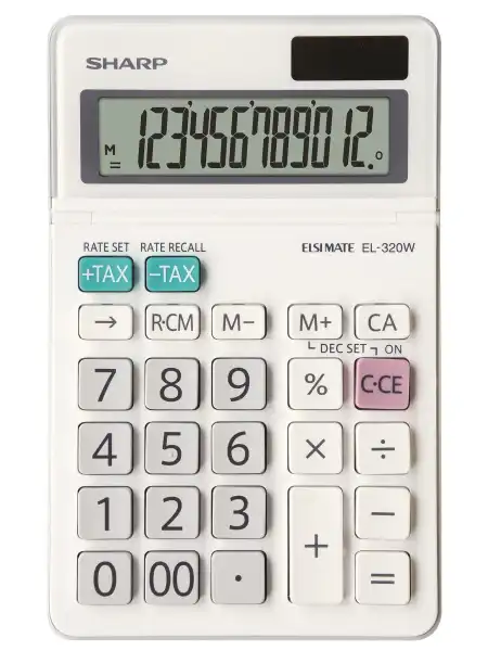 Calculator de birou, 12 digits, 153 x 97 x 18 mm, SHARP EL-320W – alb