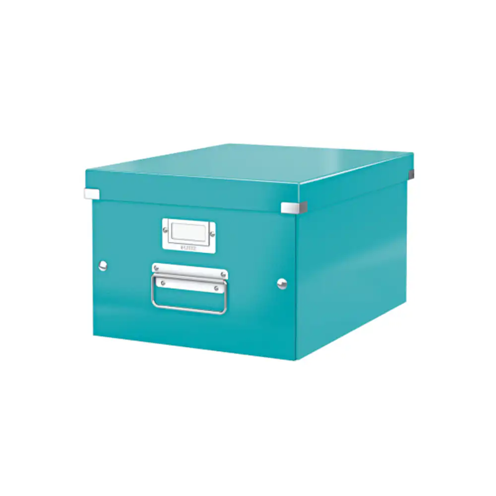 Cutie LEITZ Click & Store medie 281 x 200 x 369 mm, carton laminat – turcoaz