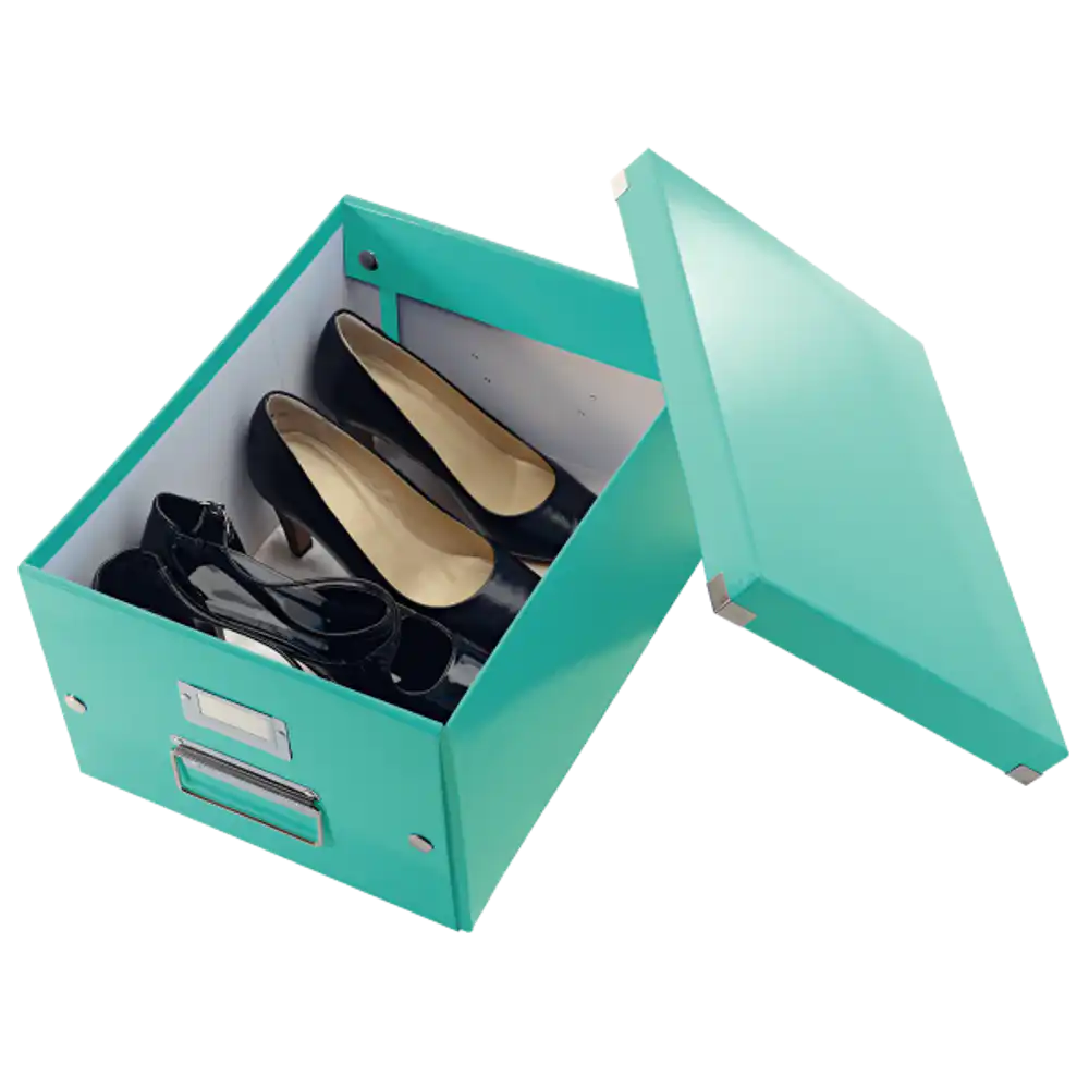 Cutie LEITZ Click & Store medie 281 x 200 x 369 mm, carton laminat - turcoaz