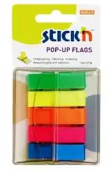 Film index autoadeziv 45 x 12mm, 5 x 40file/set, cu dispenser, Stick”n Pop-up – 5 culori neon