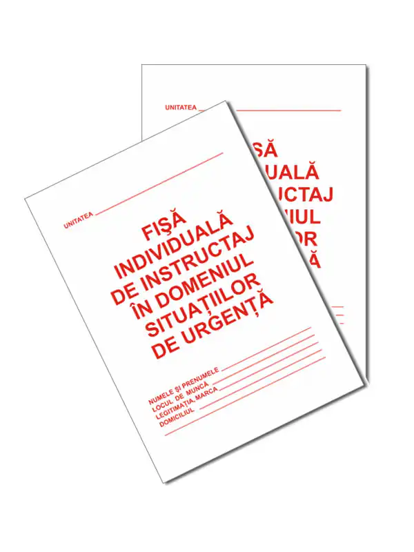 Fisa instructaj in domeniul situatiilor de urgenta(PSI), format A5, tipar fata/verso, 20 file/carnet