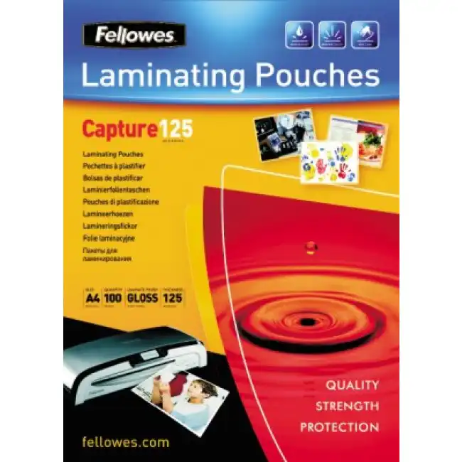 Folie laminare A6, 125 microni, 100 folii/cutie, FELLOWES Capture125
