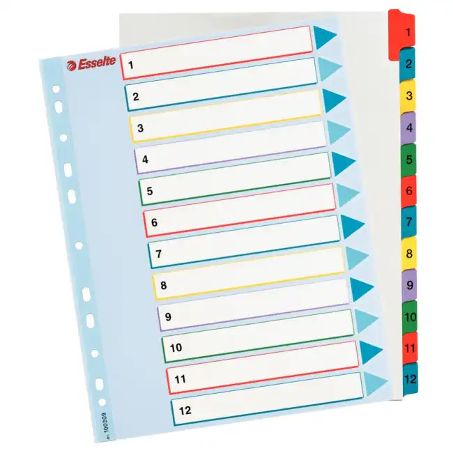 Separatoare din carton cu index 1-12 ESSELTE, A4