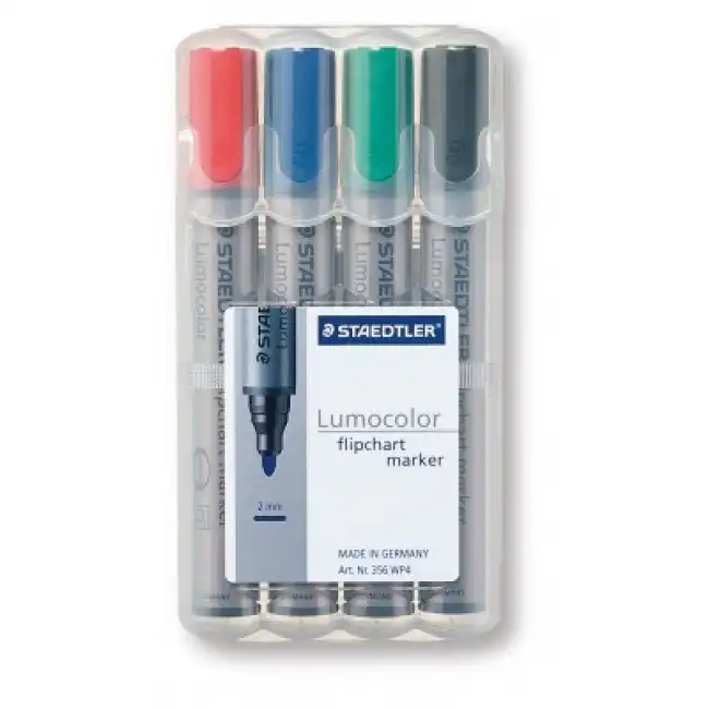 Marker pentru flipchart, 2mm, 4 culori/set, STAEDTLER Lumocolor 356
