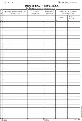 Registru inventar, format A4, tipar fata, 100 file/carnet
