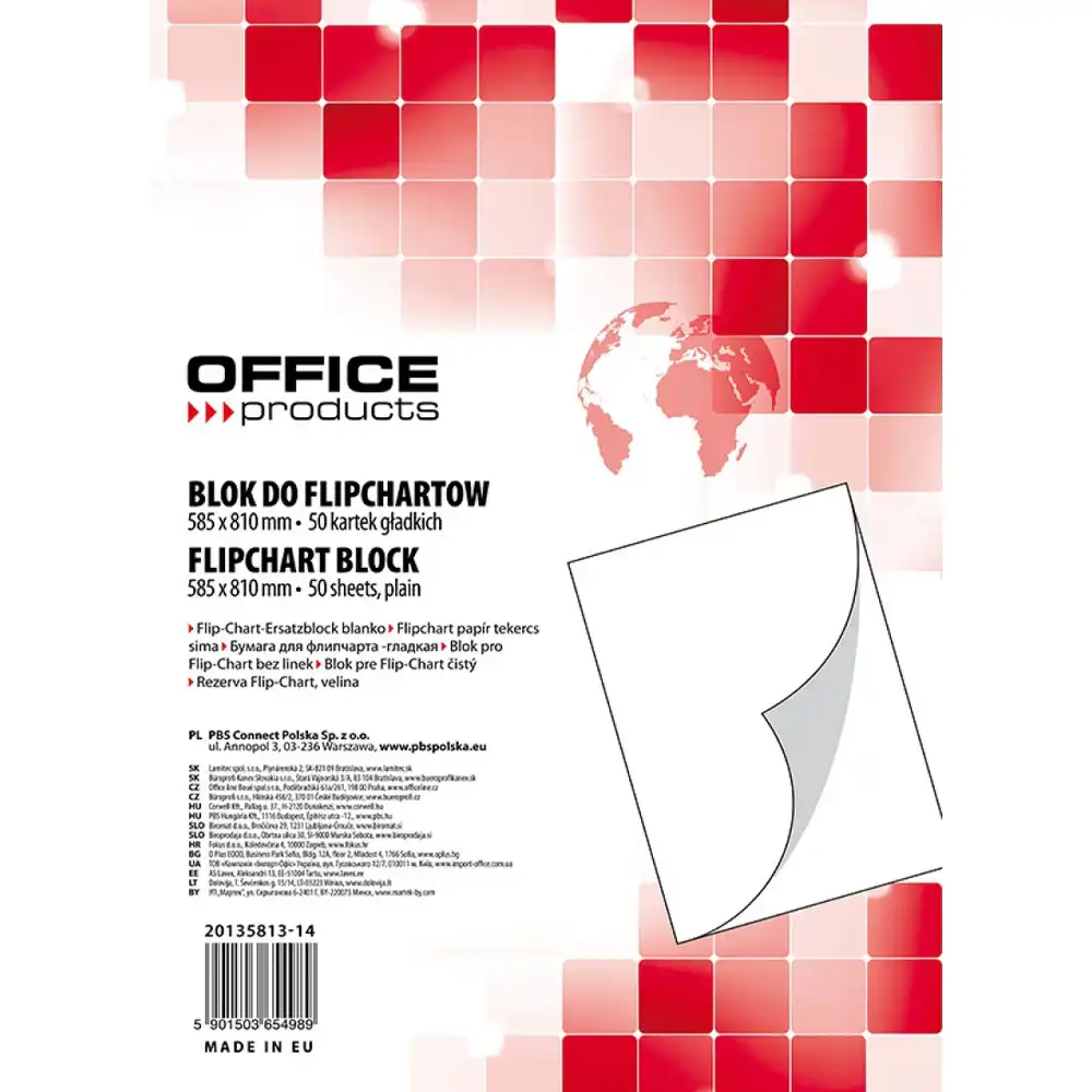 Rezerva hârtie pentru flipchart, 70g/mp, 58.5x81cm, 50coli/top, Office products – velina