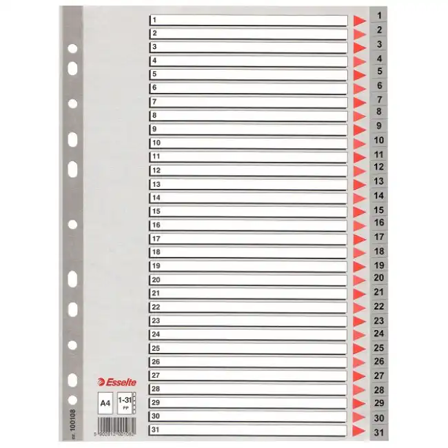 Separatoare din plastic ESSELTE, index 1-31, A4.