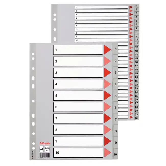 Separatoare  din plastic ESSELTE, index 1-6, A4,