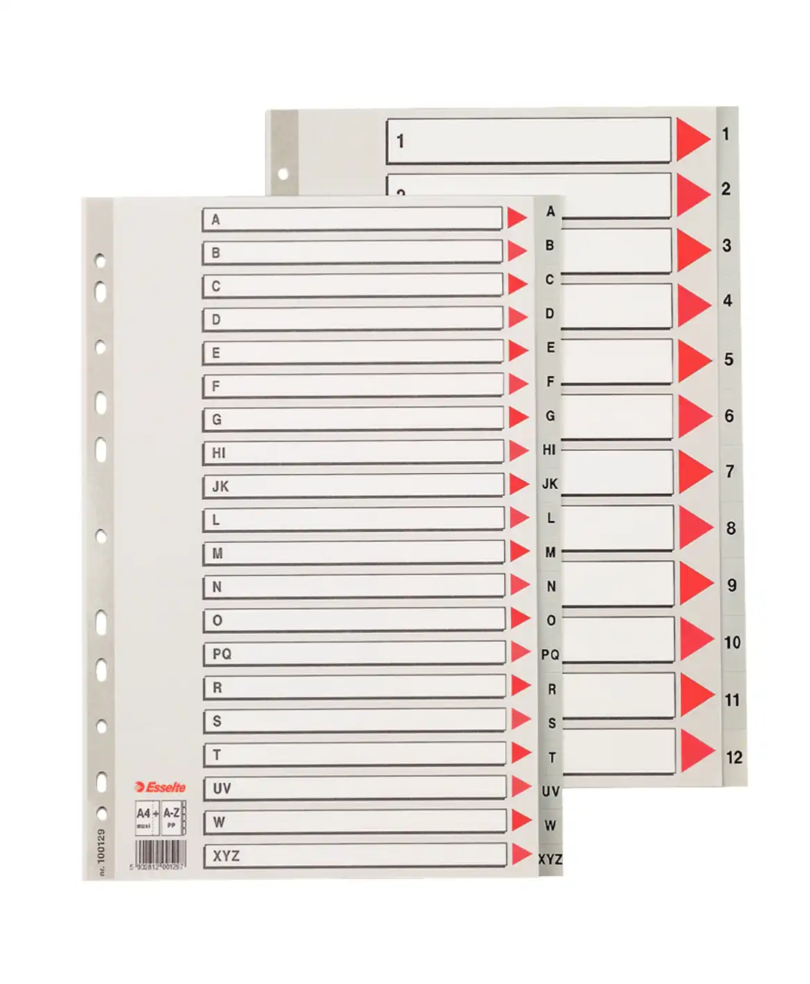 Separatoare din plastic ESSELTE Maxi, index A-Z, A4.