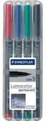 Set marker permanent, 0.4mm, 4 culori/set, STAEDTLER Lumocolor