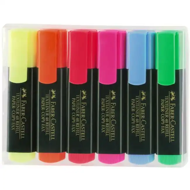Textmarker, 6 culori/set, FABER CASTELL 1548