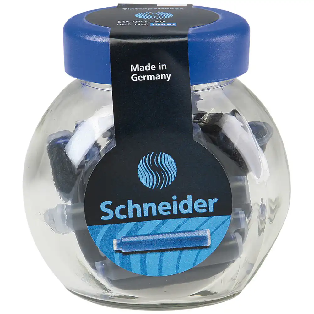 Patroane cerneala SCHNEIDER, 30buc-borcan cu capac plastic – albastru