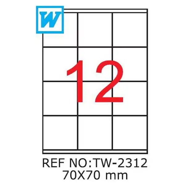 Etichete autoadezive TANEX, 12/A4 , 70×70 mm