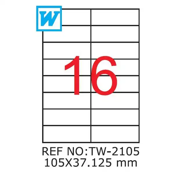 Etichete autoadezive TANEX, 16/A4 , 105 x 37,125 mm