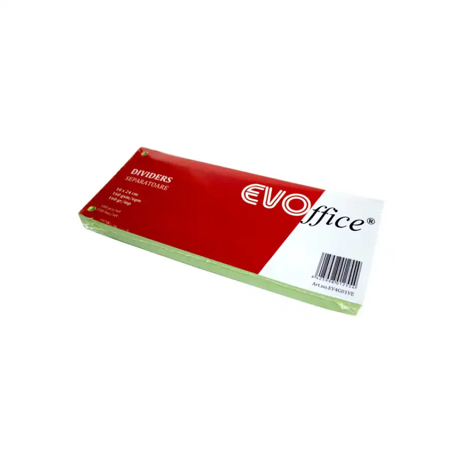 Separatoare carton color 160 gr, 10×24 cm,  100 bucati/set EVOffice