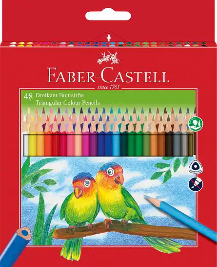 CREIOANE COLORATE TRIUNGHIULARE 48 CULORI + ASCUTITOARE Faber-Castell