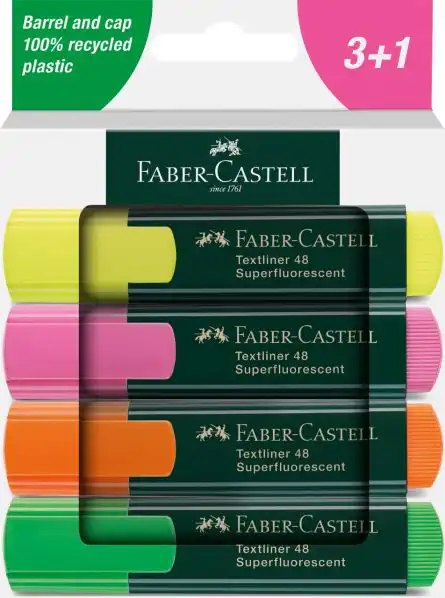 Textmarker, 4 culori/set, FABER CASTELL 1548